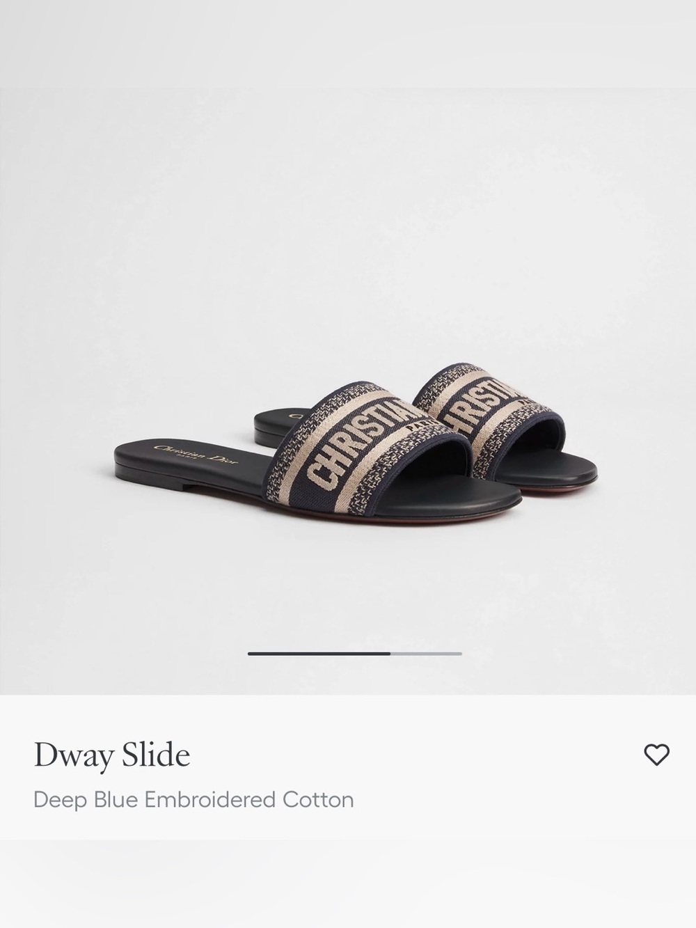 Dior Deep Blue and Beige Embroidered Slide Sandals
